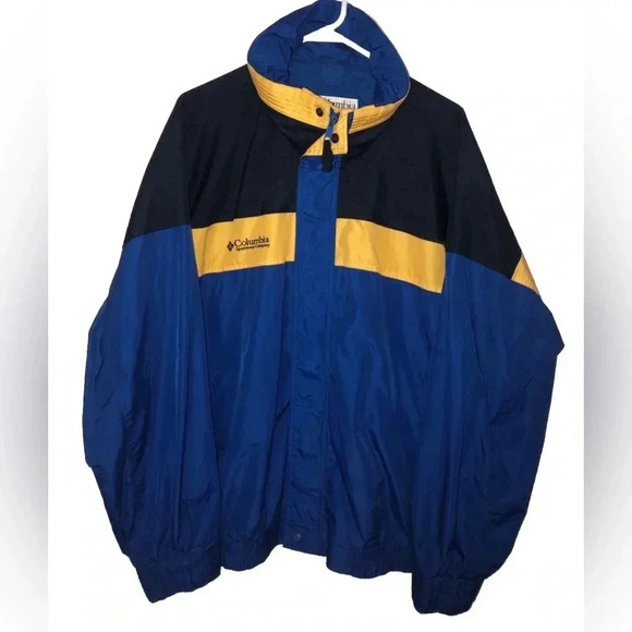 Columbia Men’s Bugaboo Raincoat Windbreaker Jacket Blue/Yellow Size Large - Picture 1 of 10